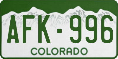 CO license plate AFK996