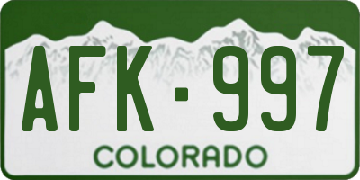 CO license plate AFK997