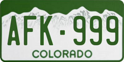 CO license plate AFK999