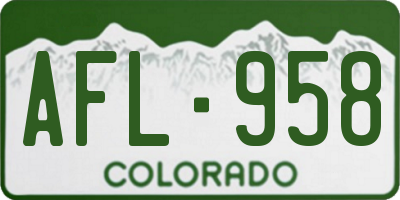 CO license plate AFL958