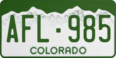 CO license plate AFL985