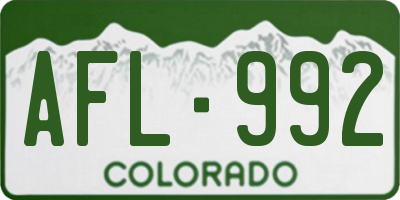 CO license plate AFL992