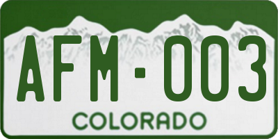CO license plate AFM003