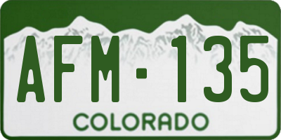 CO license plate AFM135