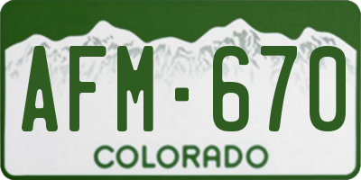 CO license plate AFM670