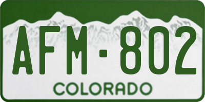 CO license plate AFM802