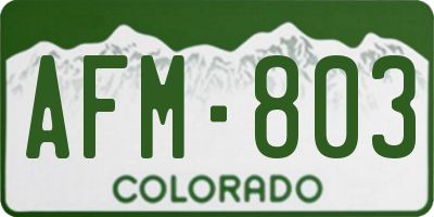 CO license plate AFM803