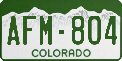 CO license plate AFM804