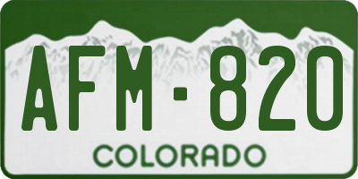 CO license plate AFM820