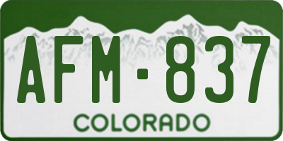 CO license plate AFM837