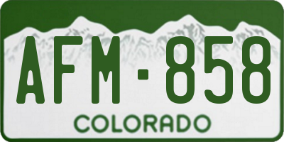 CO license plate AFM858