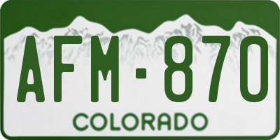 CO license plate AFM870