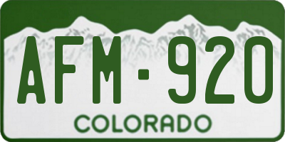 CO license plate AFM920