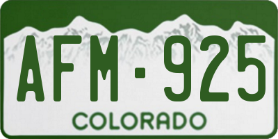 CO license plate AFM925