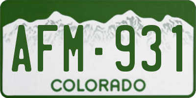 CO license plate AFM931