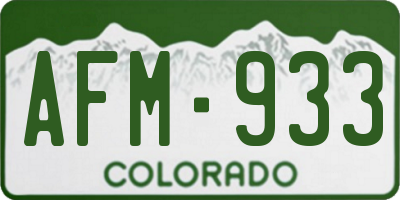 CO license plate AFM933