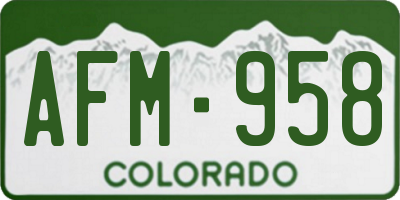CO license plate AFM958