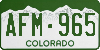 CO license plate AFM965