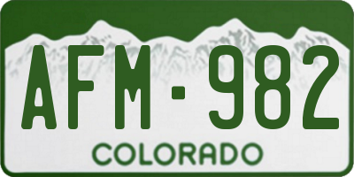 CO license plate AFM982