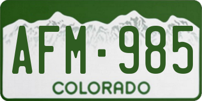 CO license plate AFM985