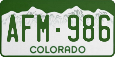CO license plate AFM986