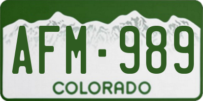 CO license plate AFM989