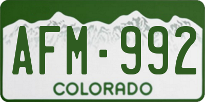 CO license plate AFM992