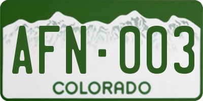CO license plate AFN003
