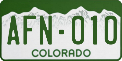 CO license plate AFN010