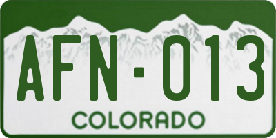 CO license plate AFN013