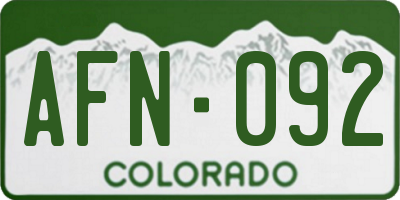 CO license plate AFN092