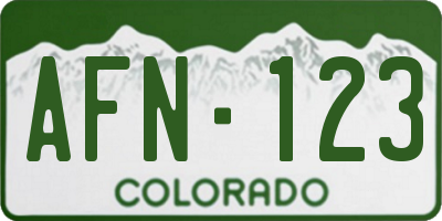 CO license plate AFN123