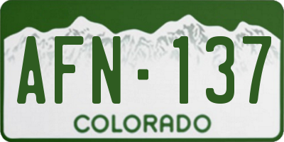 CO license plate AFN137