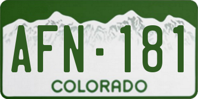 CO license plate AFN181