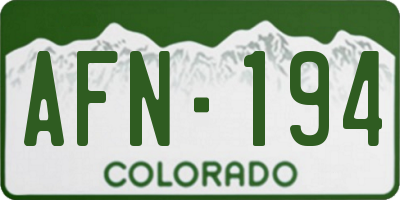 CO license plate AFN194