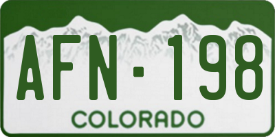 CO license plate AFN198