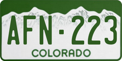 CO license plate AFN223
