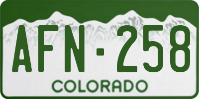 CO license plate AFN258