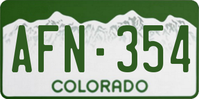 CO license plate AFN354