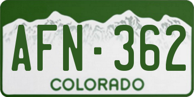CO license plate AFN362