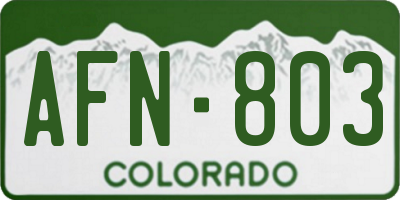 CO license plate AFN803