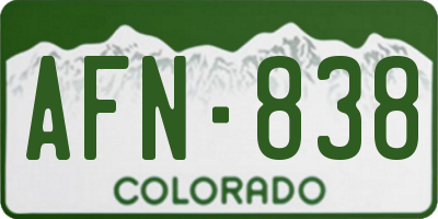 CO license plate AFN838