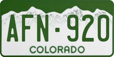 CO license plate AFN920