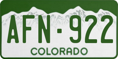 CO license plate AFN922