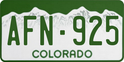 CO license plate AFN925