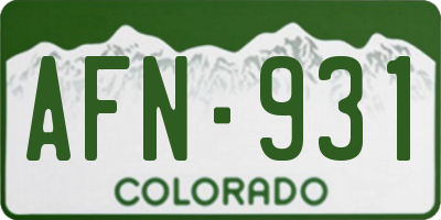CO license plate AFN931