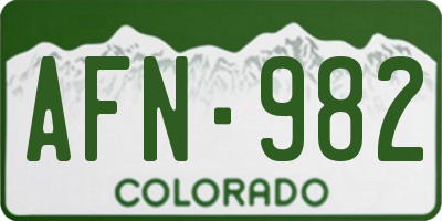 CO license plate AFN982