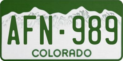 CO license plate AFN989