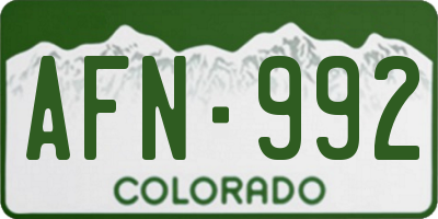 CO license plate AFN992