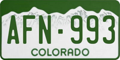 CO license plate AFN993